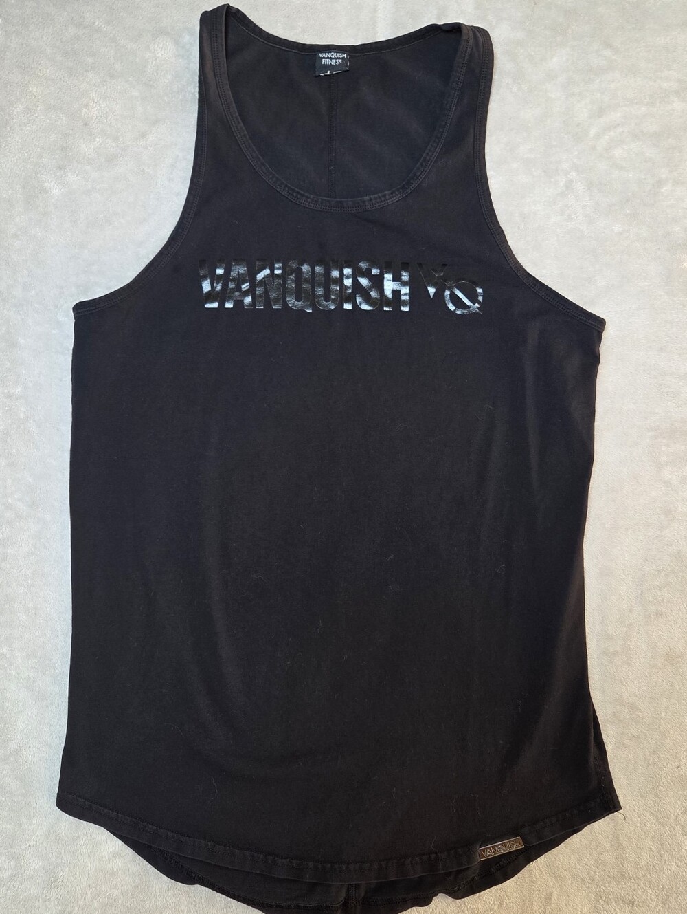 VQ Vanquish Fitness - Black Logo Longline Tank Top  Large